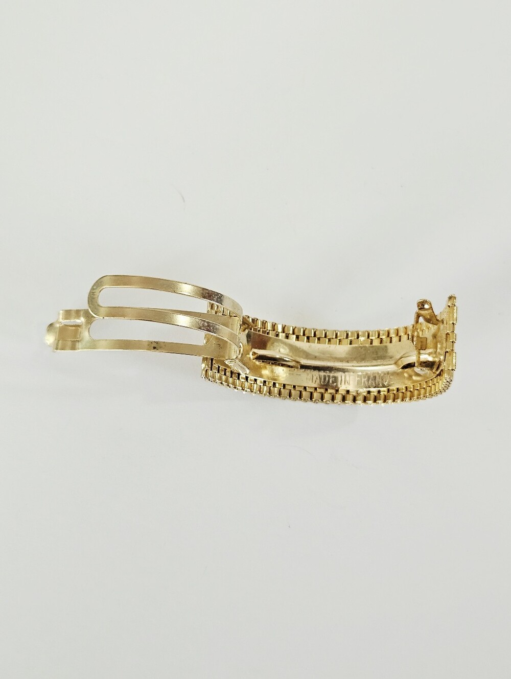 Vintage Kirks Folly Gold Tone Metal Woven Mesh Domed Textured Hair Clip Barrette - Picture 8 of 10